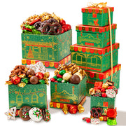 Christmas Gift Basket – Four-Tier Tower of Holiday Chocolates, Caramels & Treats