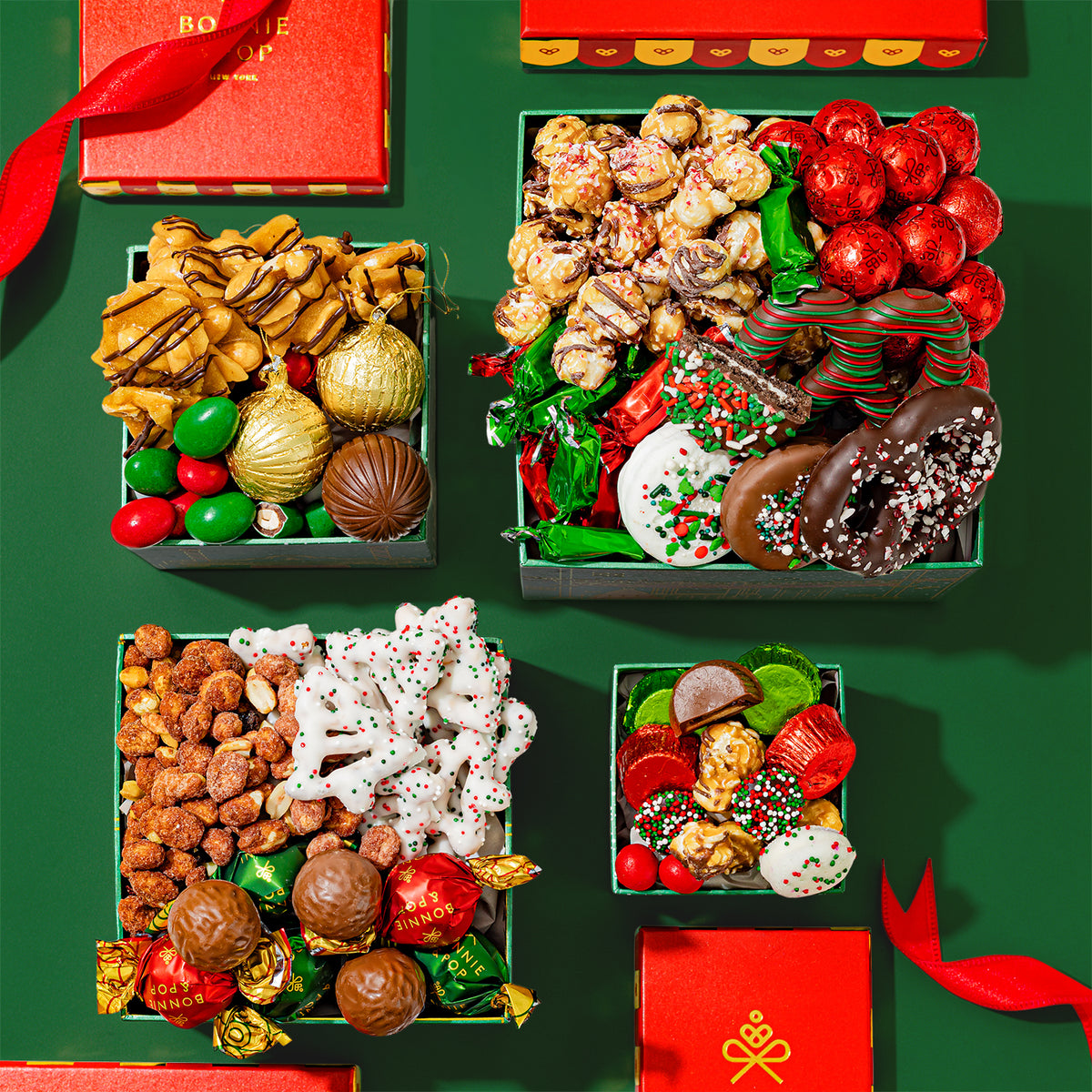 Christmas Gift Basket – Four-Tier Tower of Holiday Chocolates, Caramels & Treats
