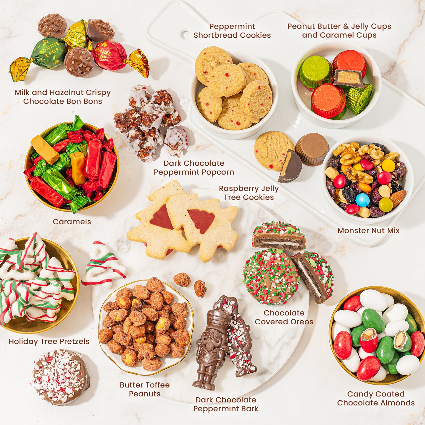 Christmas Gift Basket – Four-Tier Tower of Holiday Chocolates, Caramels & Treats