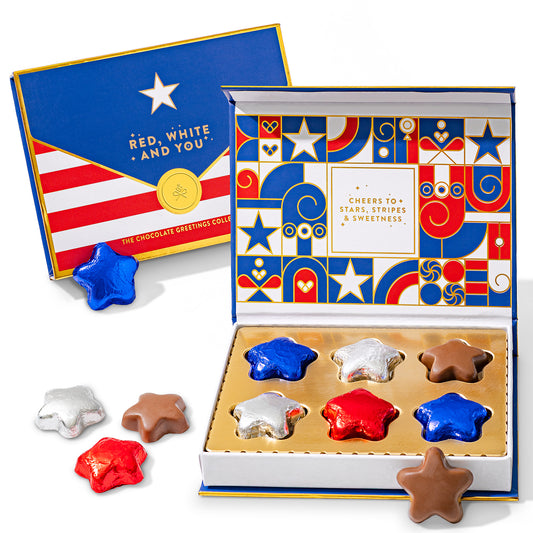 Patriotic Chocolate Gift Box | Edible Greeting Card for 4th of July, Memorial Day & Summer Celebrations