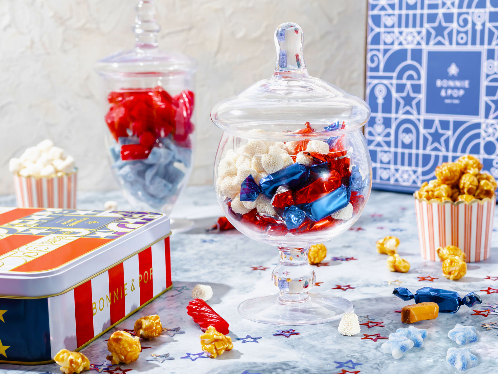 The Americana Gift Tin- Red, White, and Blue Patriotic Candy Sampler