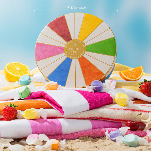 Summer Candy Gift with 4 Assorted Flavors | Beach Ball Salt Water Taffy Gift Box (4 Section)