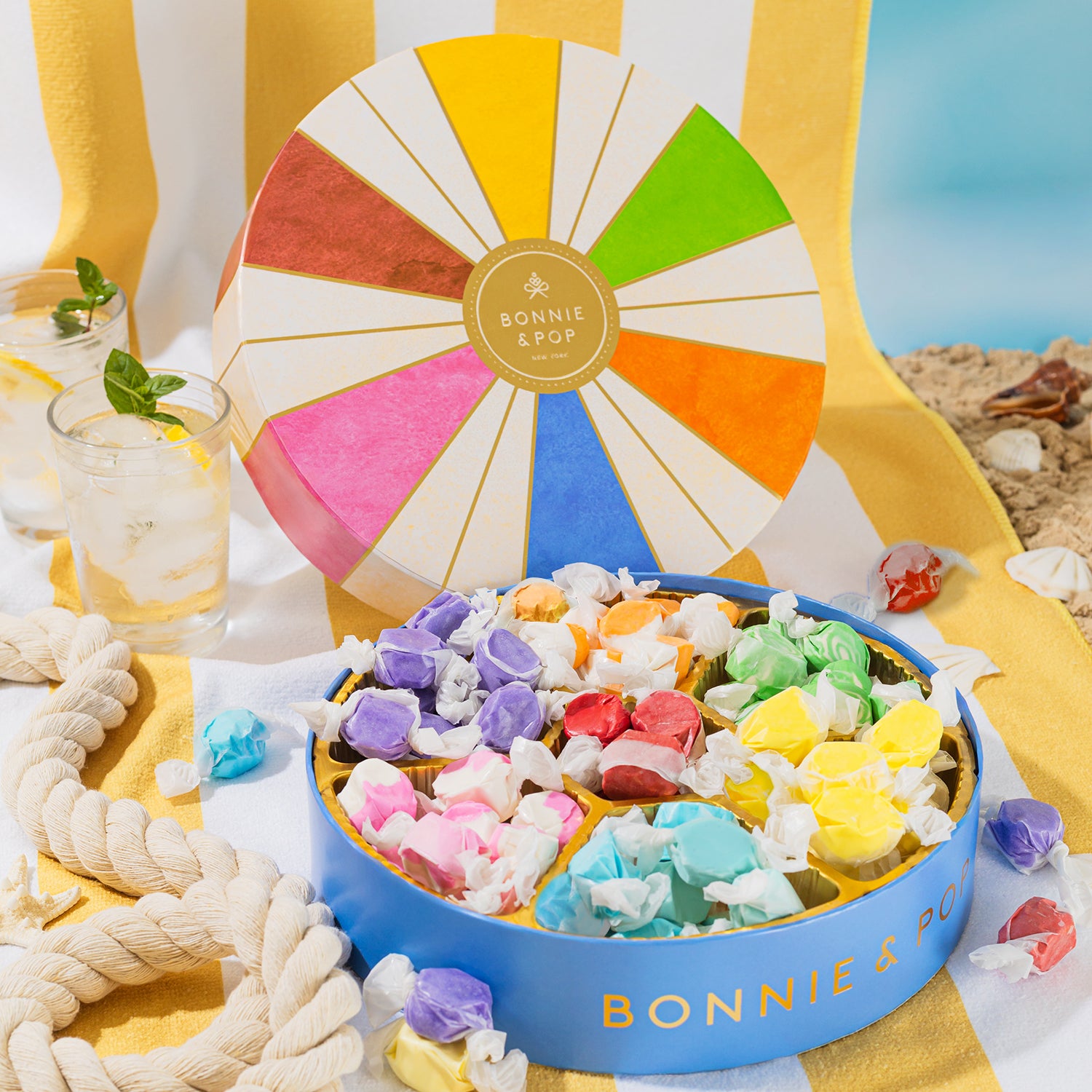 Summer Candy Gift with 7 Assorted Flavors | Beach Ball Salt Water Taffy Gift Box