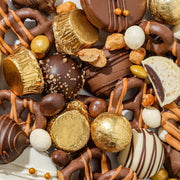 Festive Gift Tin Filled with Truffles, Pretzels & Gourmet Chocolates for Thanksgiving