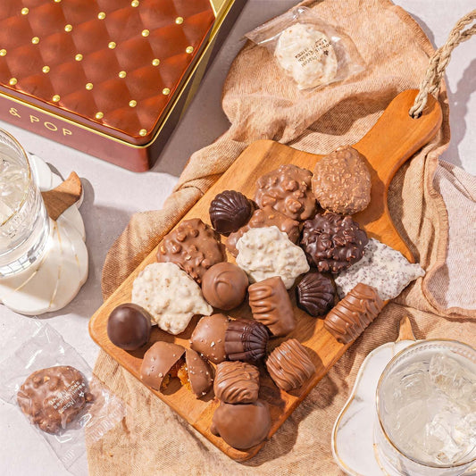 Gourmet Chocolate Gift Box – Elegant Bow Tin with Belgian Truffles - Copper