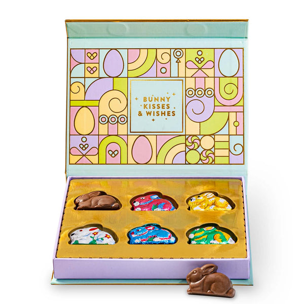 Easter Chocolate Greeting Card– Foil Wrapped Milk Chocolate Bunny Assortment