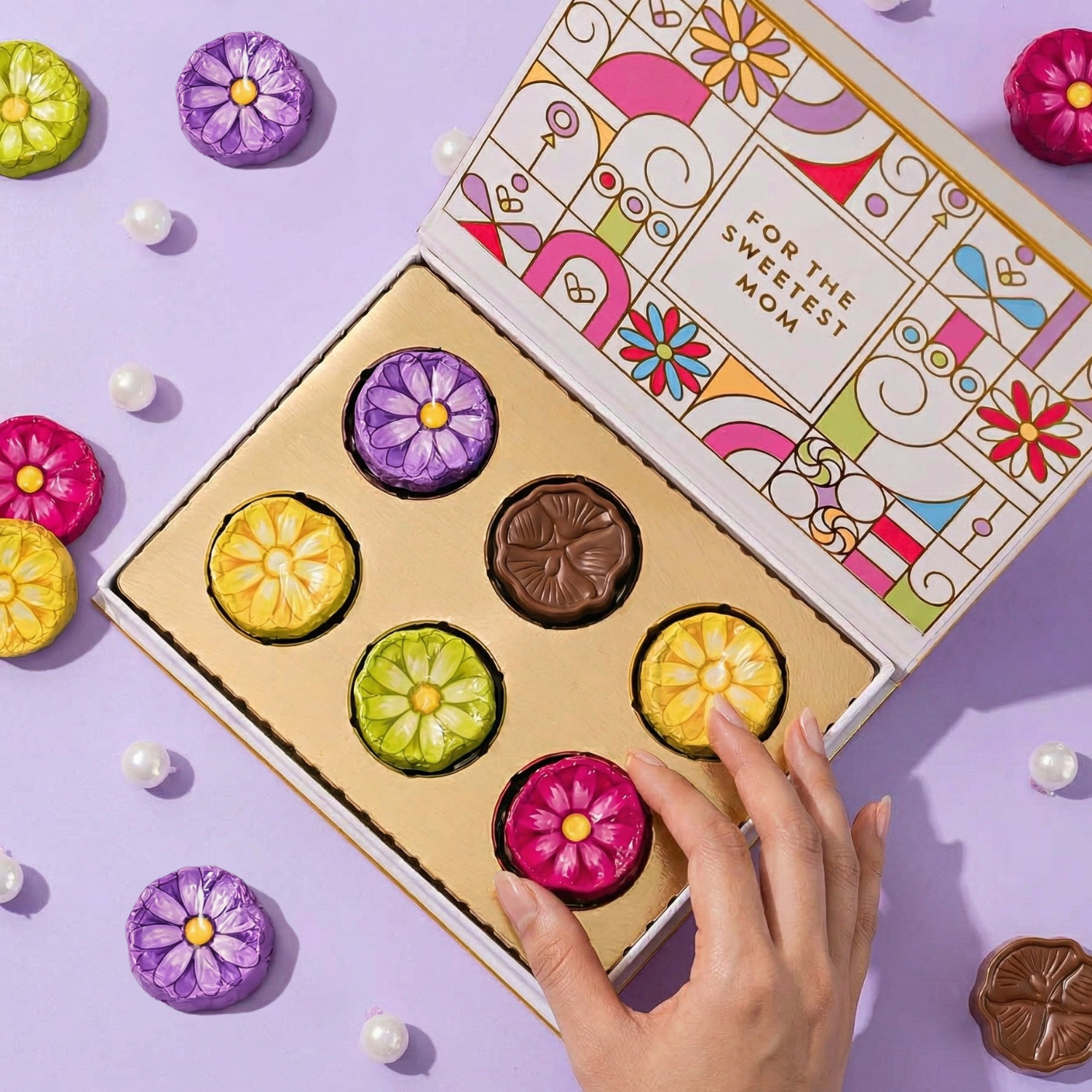 Mother's Day Gift, Chocolate Card Gift Box, 6 Individually Wrapped Chocolates, Food Sweets Candy Gift Greeting