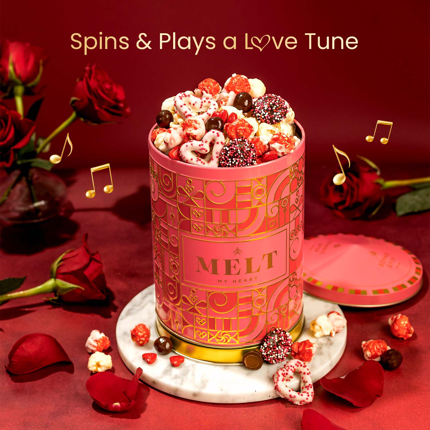 Valentines Day Gift Tin- Snack Assortment- Musical Gift Tin