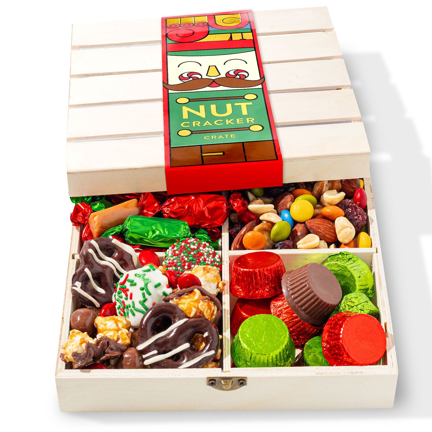 Christmas Gift Basket – Nutcracker Sweets Crate in Festive Wooden Box