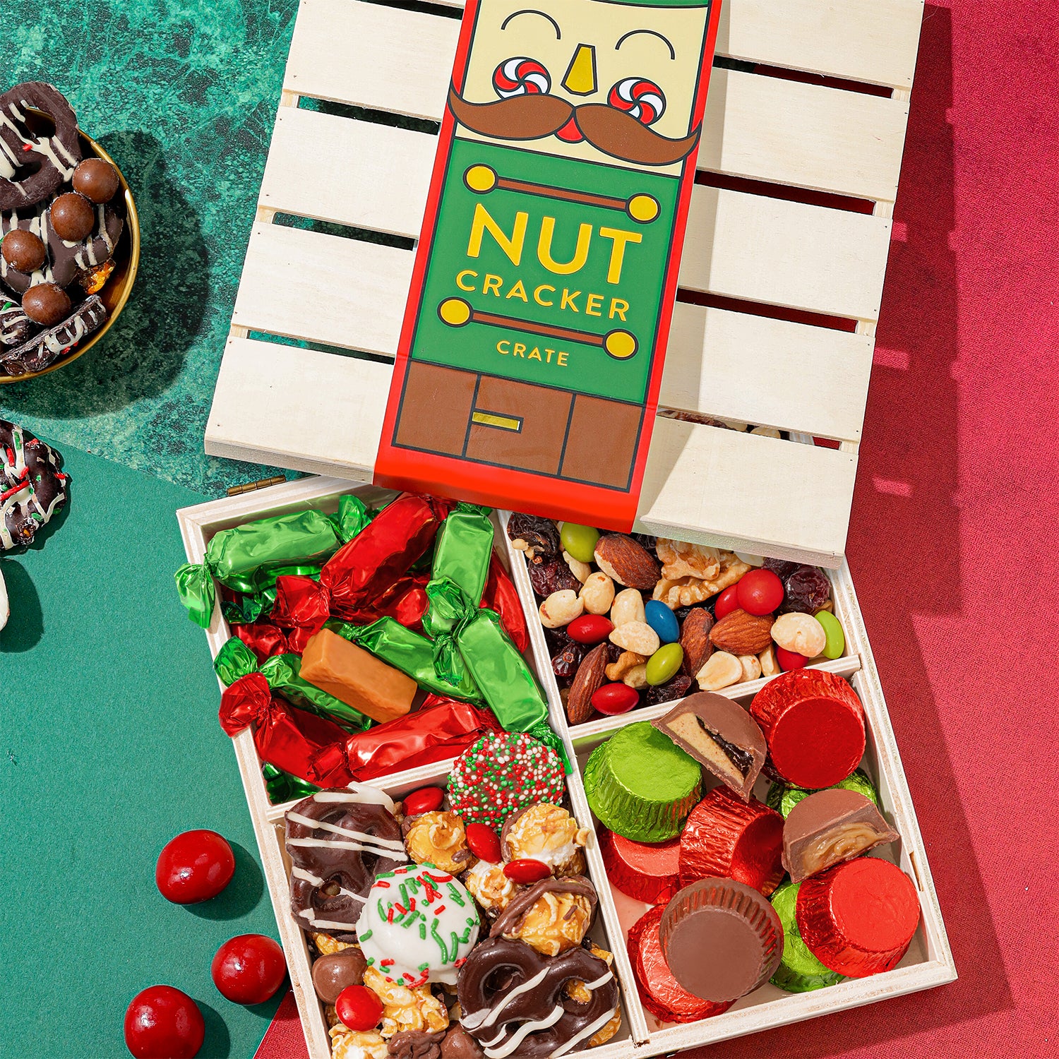 Christmas Gift Basket – Nutcracker Sweets Crate in Festive Wooden