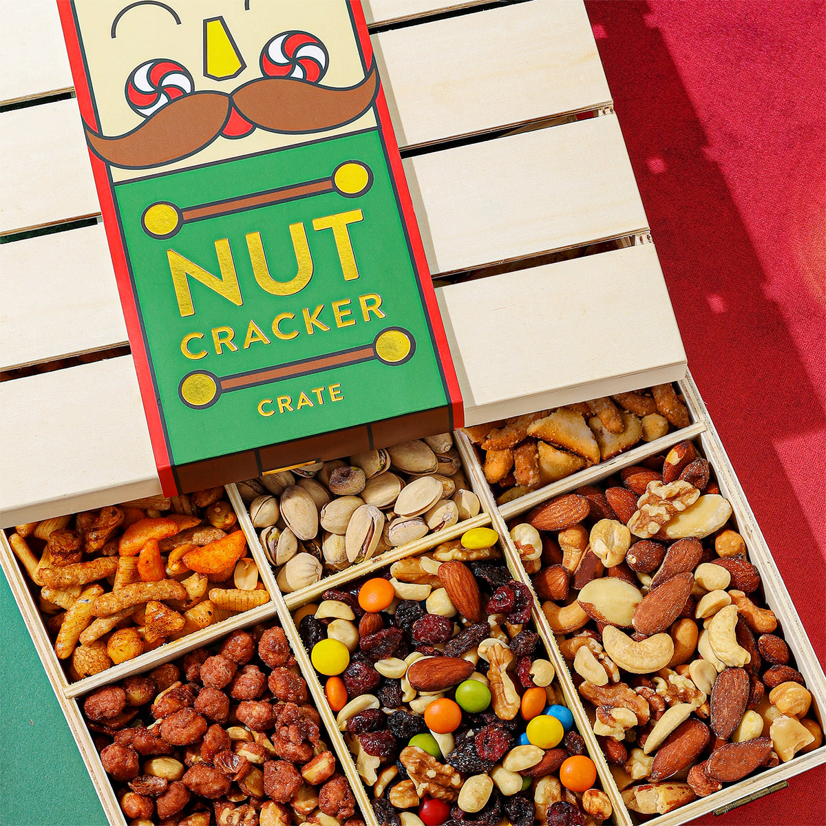 Nutcracker-Themed Wooden Crate with Gourmet Savory Snacks- Christmas Gift Basket