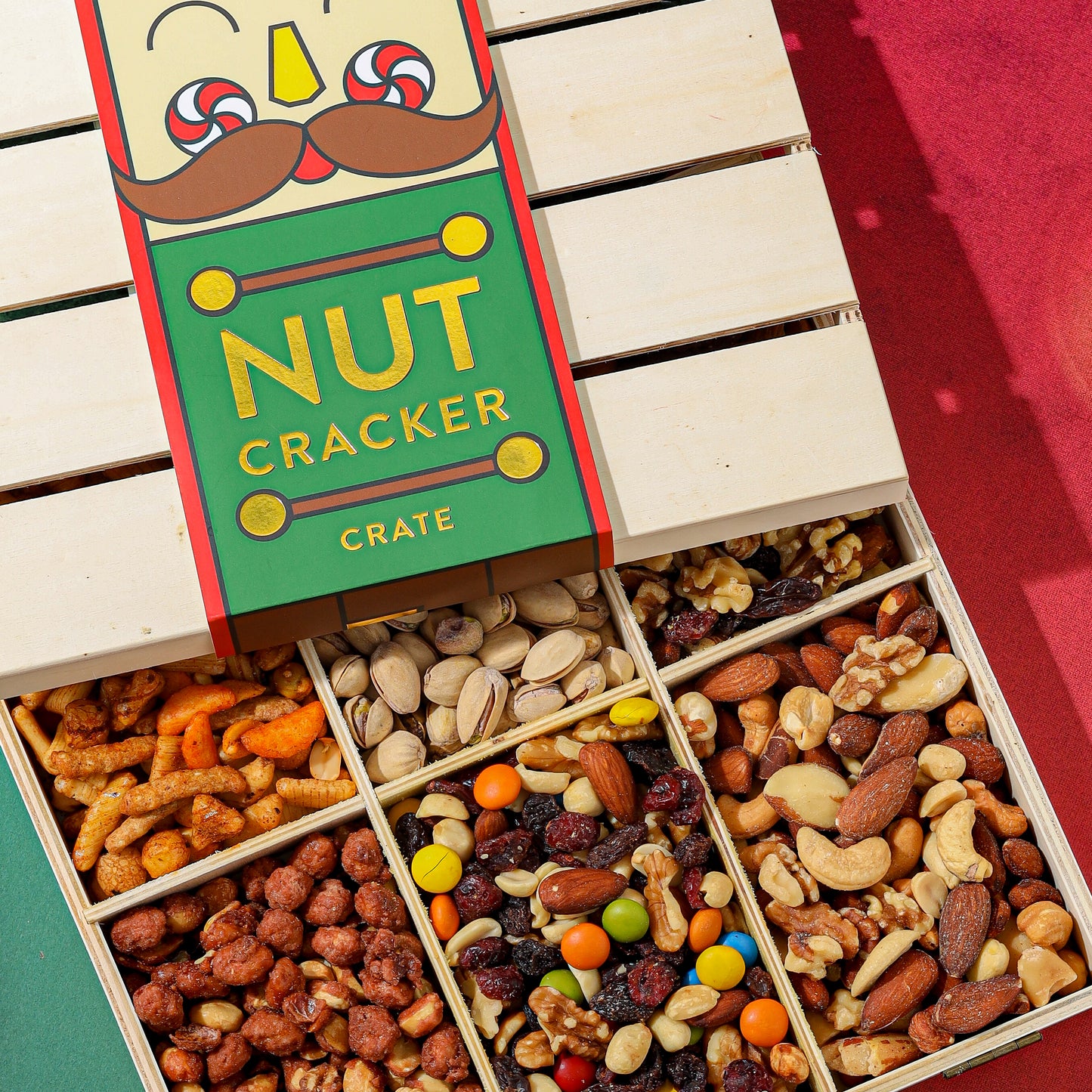 Nutcracker-Themed Wooden Crate with Gourmet Savory Snacks- Christmas Gift Basket