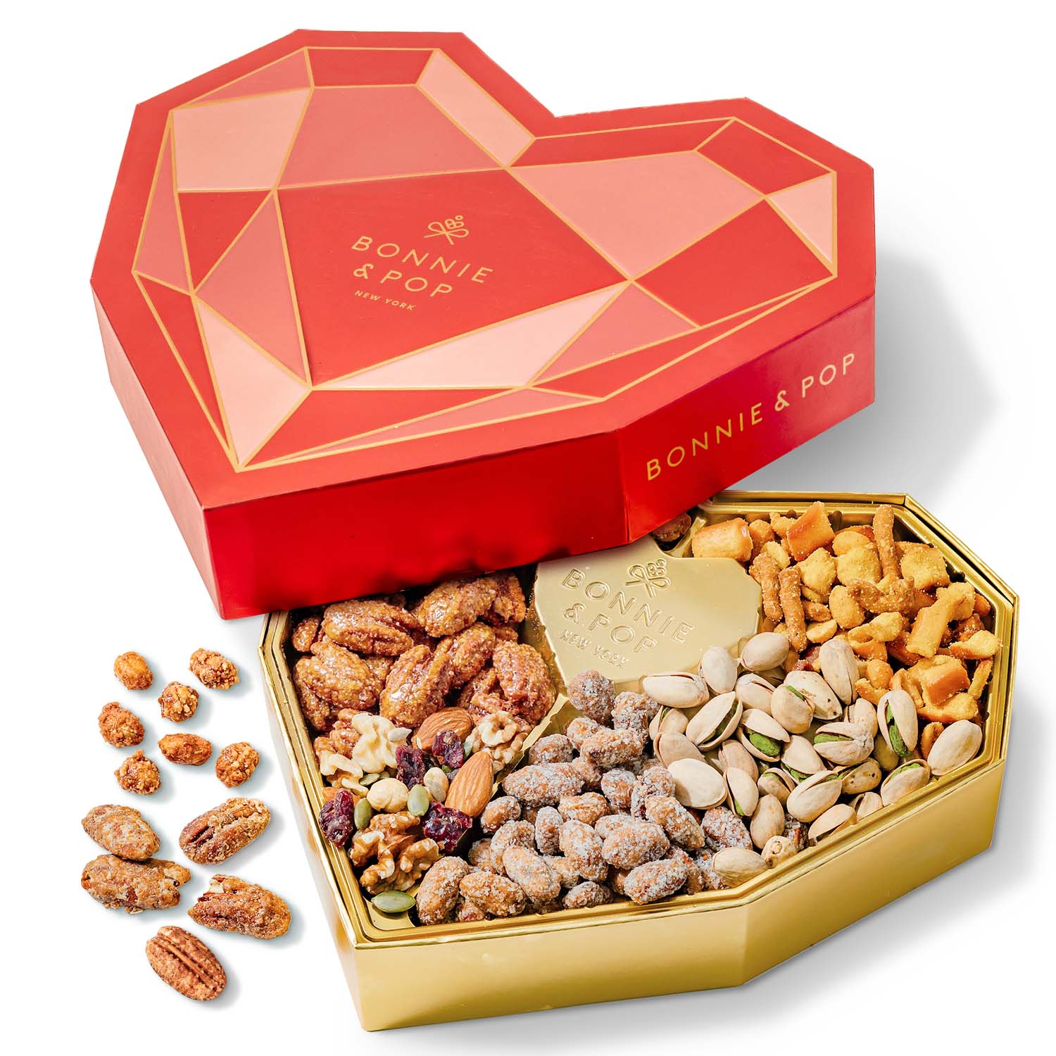 Mother's Day Gift Basket, Heart Box with Gourmet Nuts Assortment