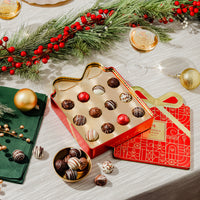 Chocolate Gift Tin- Gift Box Tin- Red and Gold