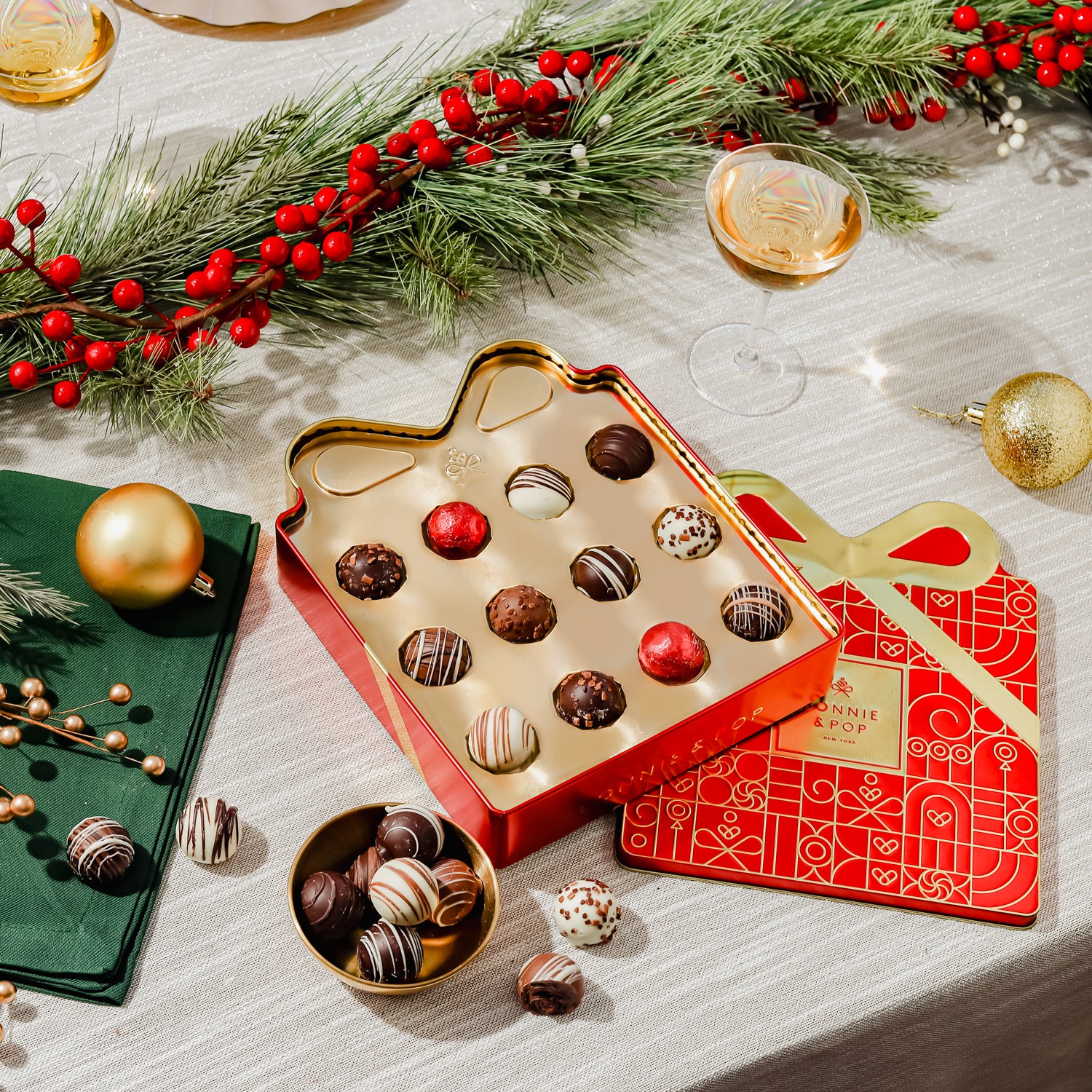 Chocolate Gift Tin- Gift Box Tin- Red and Gold
