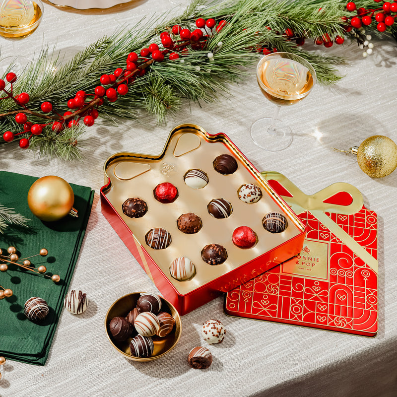 Chocolate Gift Tin- Gift Box Tin- Red and Gold
