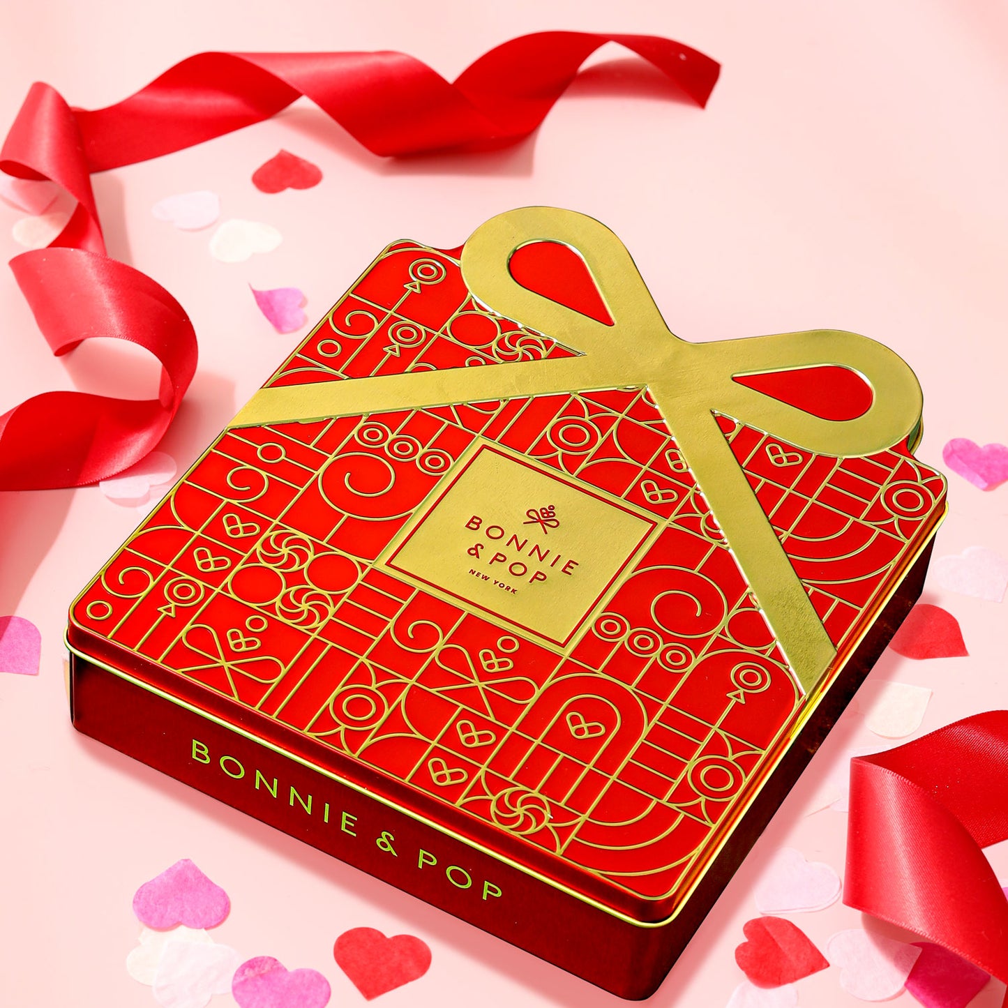 Chocolate Gift Tin- Gift Box Tin- Red and Gold