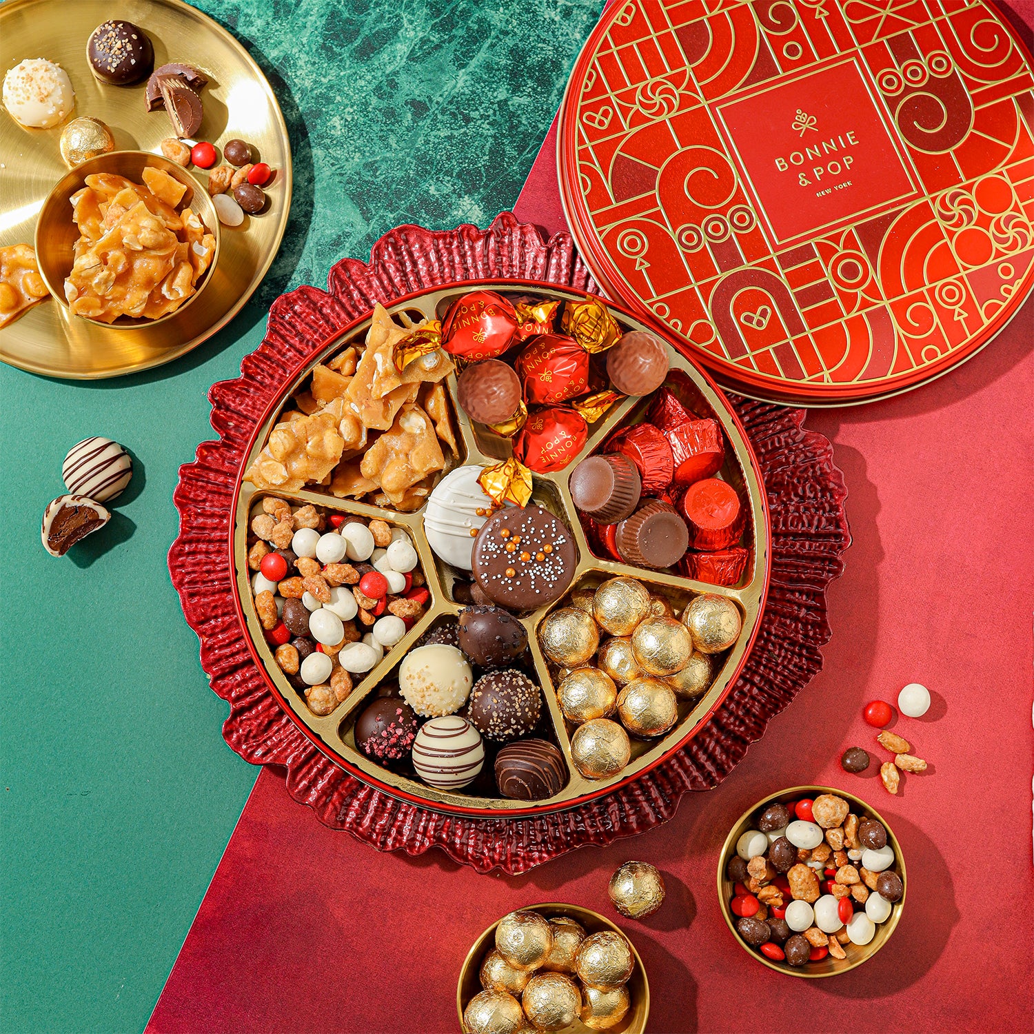 Christmas Gift Box – Holiday Treat Assortment with Gourmet Chocolates, Nuts & Caramels