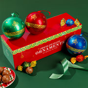 Christmas Gift- Festive Ornament Tins Filled with Gourmet Chocolate Bon Bons- Set of 3