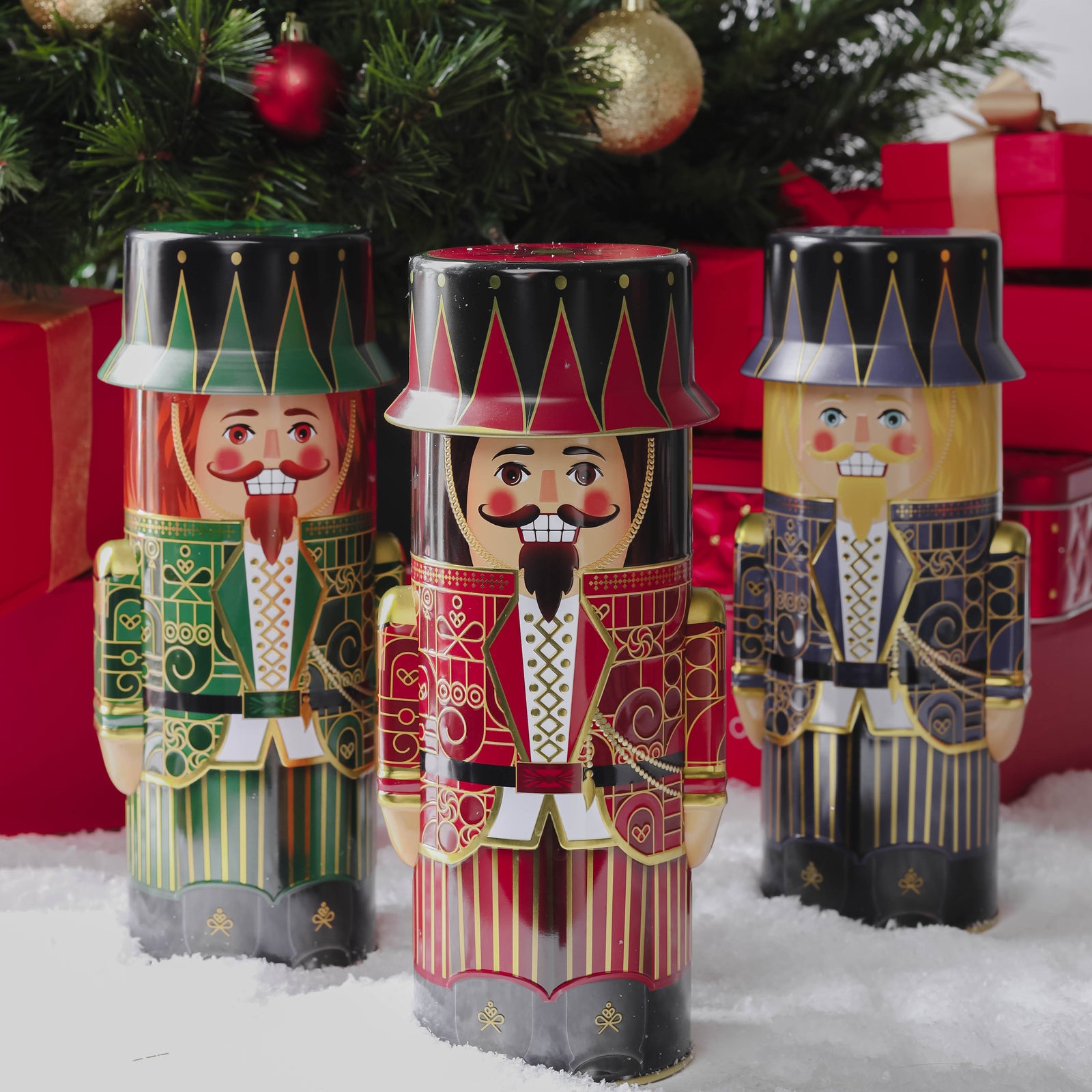 Christmas Gift Basket – Chocolate & Holiday Treat Trio in Nutcracker Toy Soldier Tins