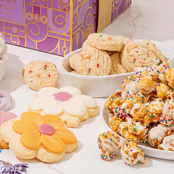 Summer Gift Tower, Gourmet Candy & Snack Box Assortment with Popcorn, Cookies, Taffy, Nuts, Caramels & Sweet Treats - Bonnie & Pop