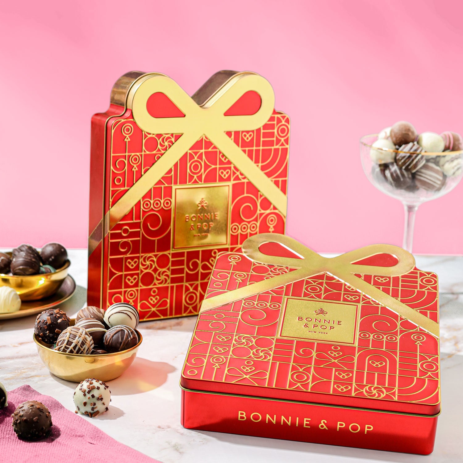 Chocolate Gift Tin- Gift Box Tin- Red and Gold