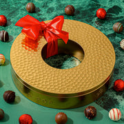 Holiday Gift Basket – Festive Wreath Tin with Assorted Chocolate Truffles