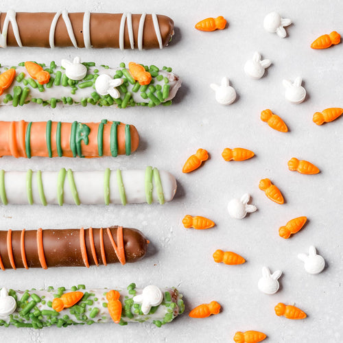 Chocolate Dipped Pretzel Carrots