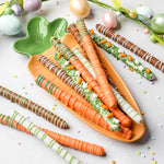 Chocolate Dipped Pretzel Carrots